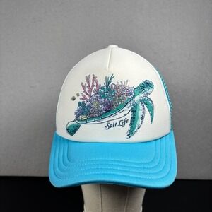 Salt Life Kids Turtle Reef Foam Trucker Hat Blue White Mesh Snapback Cap Youth